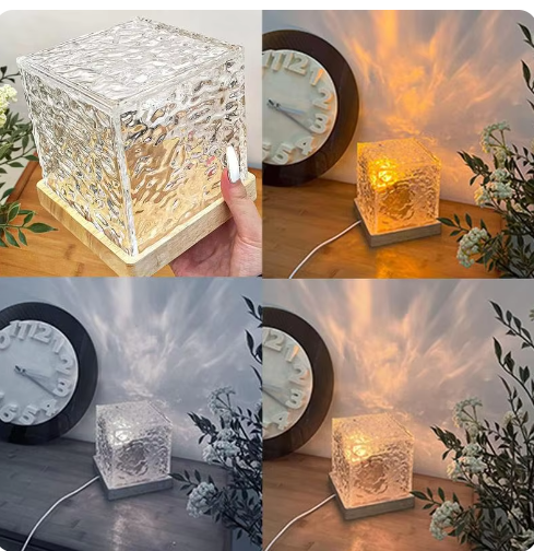 LED Ambient Night Light – 16 Colors, USB Rotating Crystal Lamp